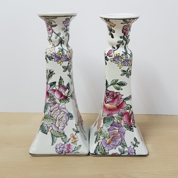 Vintage Hand Painted Floral Candlestick Holders - Picture 12 of 12